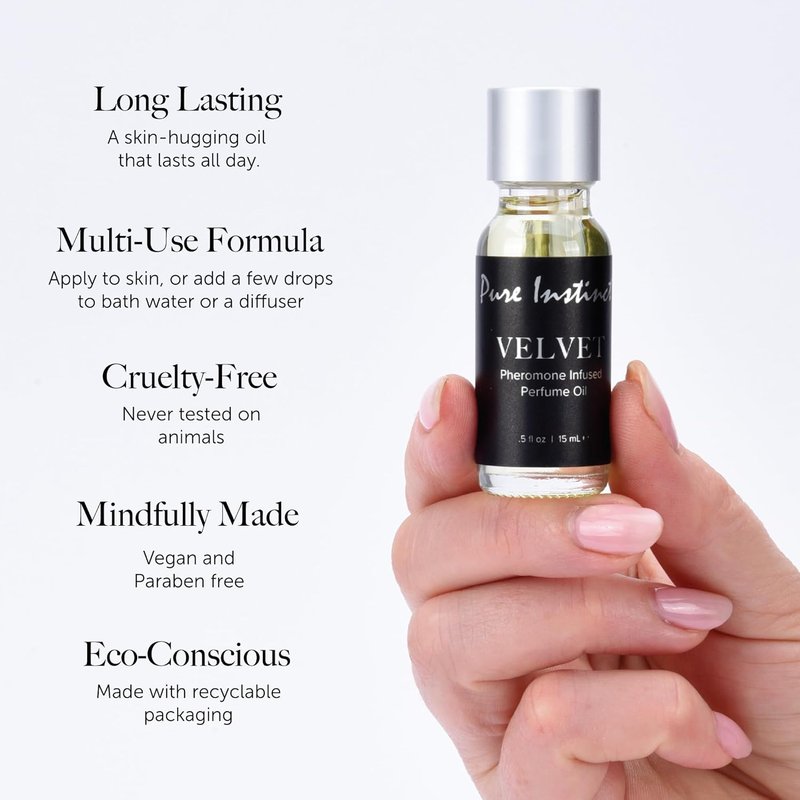 Pure Instinct Velvet Pheromone Perfume Oil for Women - Warm & Addictive Scent with Plum, Rose & Vanilla | 15 mL