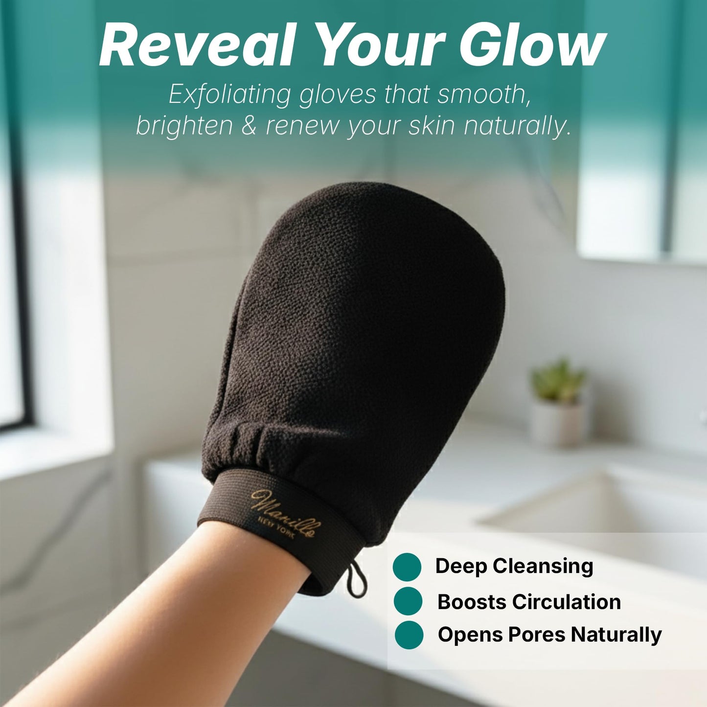 Manillo exfoliating Glove Exfoliating Mitt for Body (2pc) – 100% Vegan Viscose Traditional Body Scrub Glove Kessa Korean Washcloth – Body Exfoliator for Self-Tan Removal & Keratosis Pilaris
