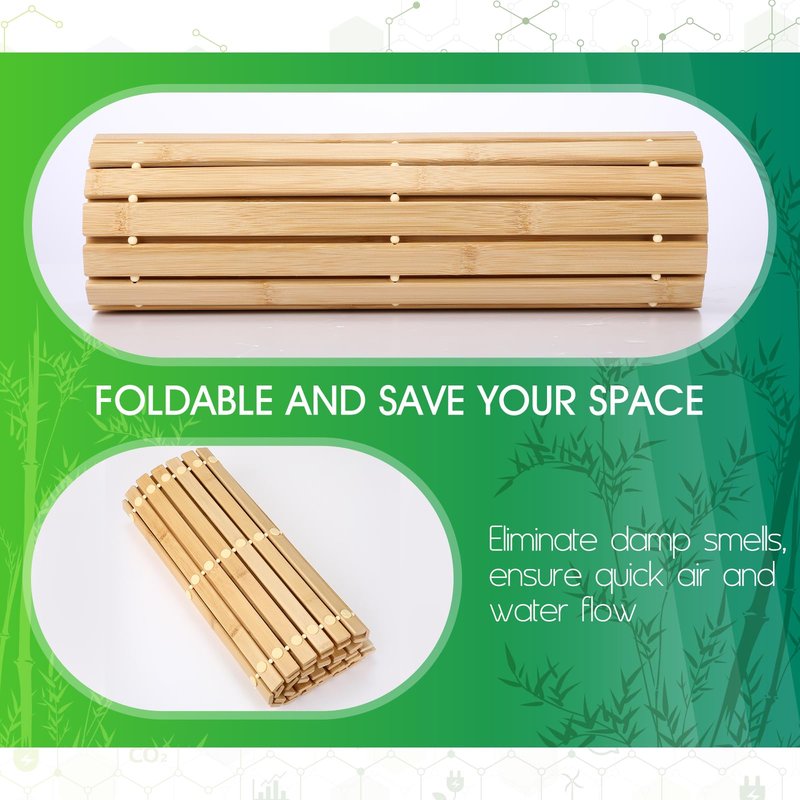 Bamboo Bath Mat Large Long Wood Bath Mat,16x48 Inch Non Slip Bamboo Shower Floor Mat Wooden Bathroom Mat for Bathtub,Spa,Door,Sauna or Outdoor (Natural Slat)