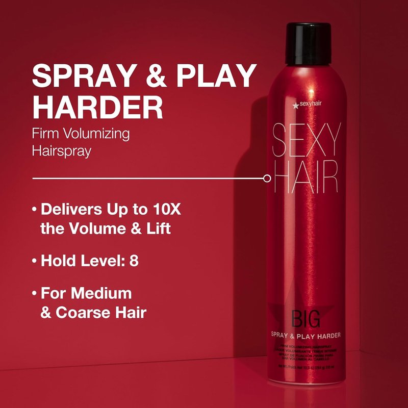 Big Spray & Play Harder Firm Volumizing Hairspray - All Day Hold & Shine | 72-Hour Humidity Resistance