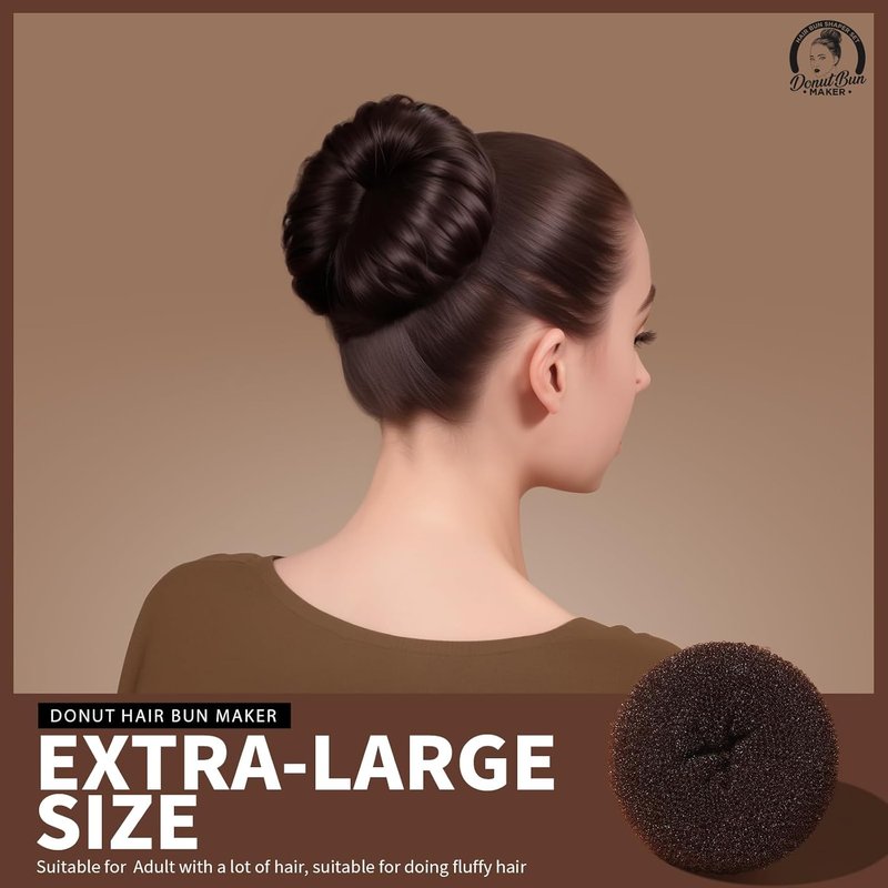 Hair Bun Maker - 4 Pcs Brown Ballet Buns in 4 Sizes | Easy Hair Donuts for Women