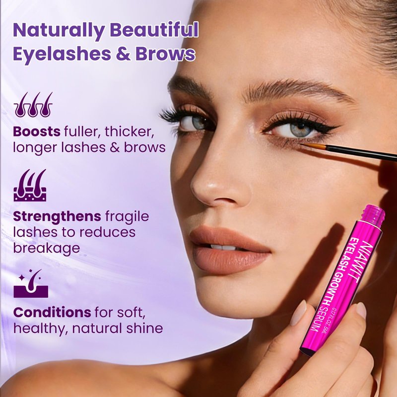 NIAWIT Eyelash Growth Serum and Eyebrow Enhancer – Advanced Formula for Longer, Fuller, Thicker Lashes & Brows Naturally | Nourishes Sparse Lashes with Biotin, Peptides - Gentle & Non-Irritating