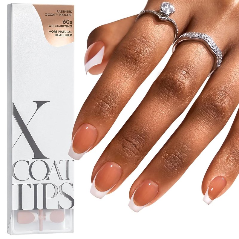 French Tip Press-On Nails - Brown Short Coffin Gel Nail Tips | Easy DIY Nail Art