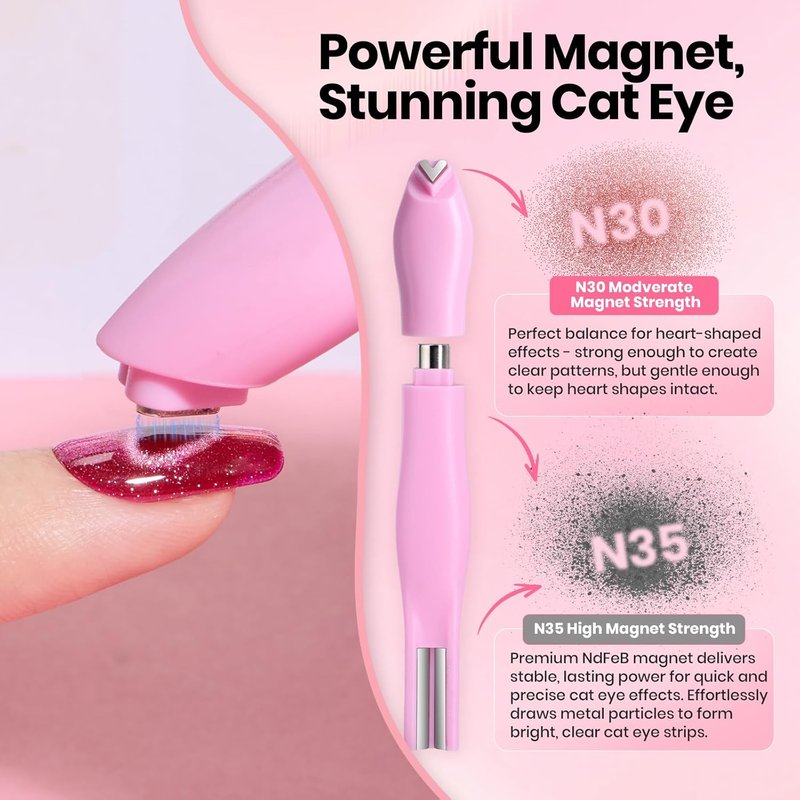 Beetles Cat Eye Magnet for Nails - 3-in-1 Magnetic Nail Art Tool for Gel Polish | Heart, French, Stripe Effects