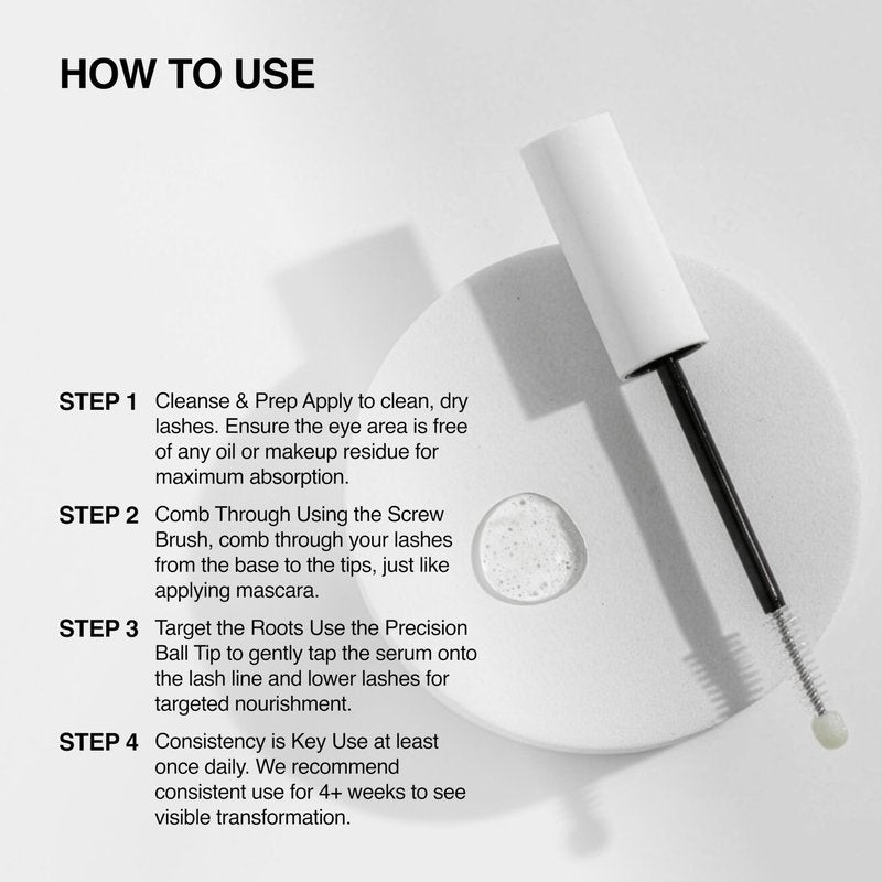 Floland Nutrition Peptide Eyelash Serum, 5% Peptide Lash Formula for Fuller, Longer-Looking Lashes, Lightweight Lash Essence for Eyelashes & Brows, 0.33 fl oz