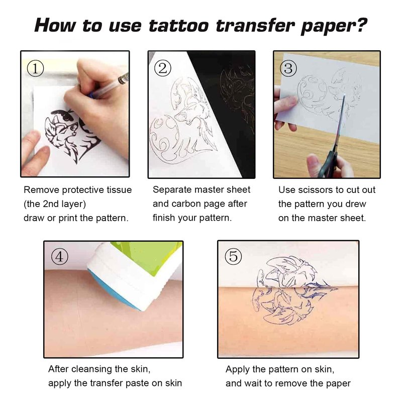 Rayyl 20PCS Tattoo Practice Skin with Transfer Paper Kit - Includes 5PCS Tattoo Practice Fake Skin and 15PCS Transfer Paper for Beginners & Experienced Artists…