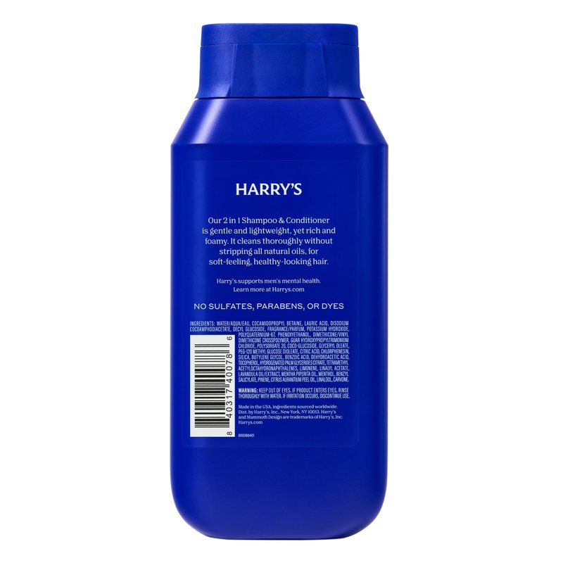 Harry's Men's 2 in 1 Shampoo and Conditioner for All Hair Types - Stone Scent - (3 Pack) 14 fl oz - No Parabens or Sulfates