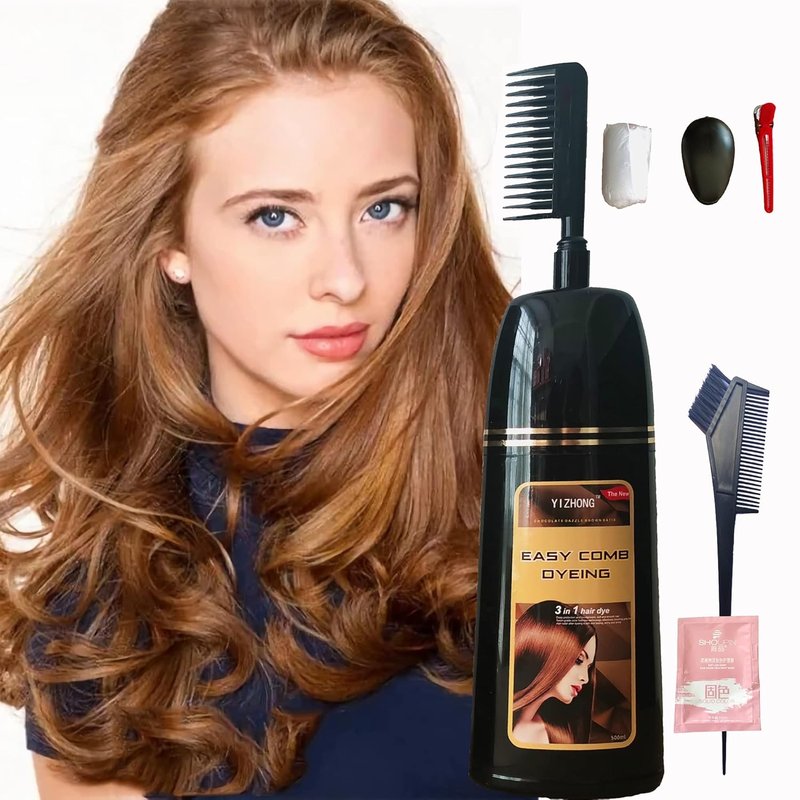 Light Golden Brown Hair Dye Shampoo - Permanent Gray Coverage for Men & Women | 3-in-1 Formula