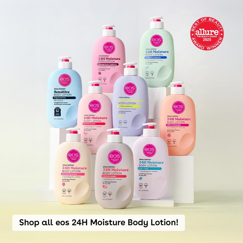 eos Shea Better Sensitive Skin Body Lotion - Fragrance-Free, 48-Hour Moisture Eczema Cream & Dry Skin Relief, Vegan, 16 fl oz (Packaging may vary)