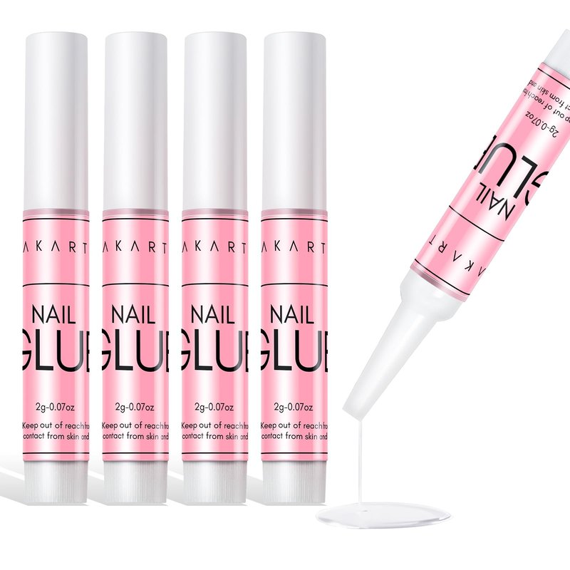 Makartt Nail Glue for Press On Nails, 5-10s Fast Air Dry No UV Lamp, Hema-Free Strong Bond for Nail Tips, Fake Nails, Broken Nail Repair & Decor, Easy-to-go for Beginner & Salon Nail Techs,5 x 2g