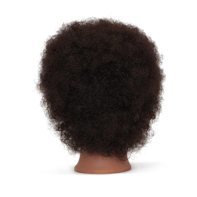 African American Mannequin Head - 100% Human Hair Cosmetology Afro Styling & Braiding Practice | Includes Clamp Holder