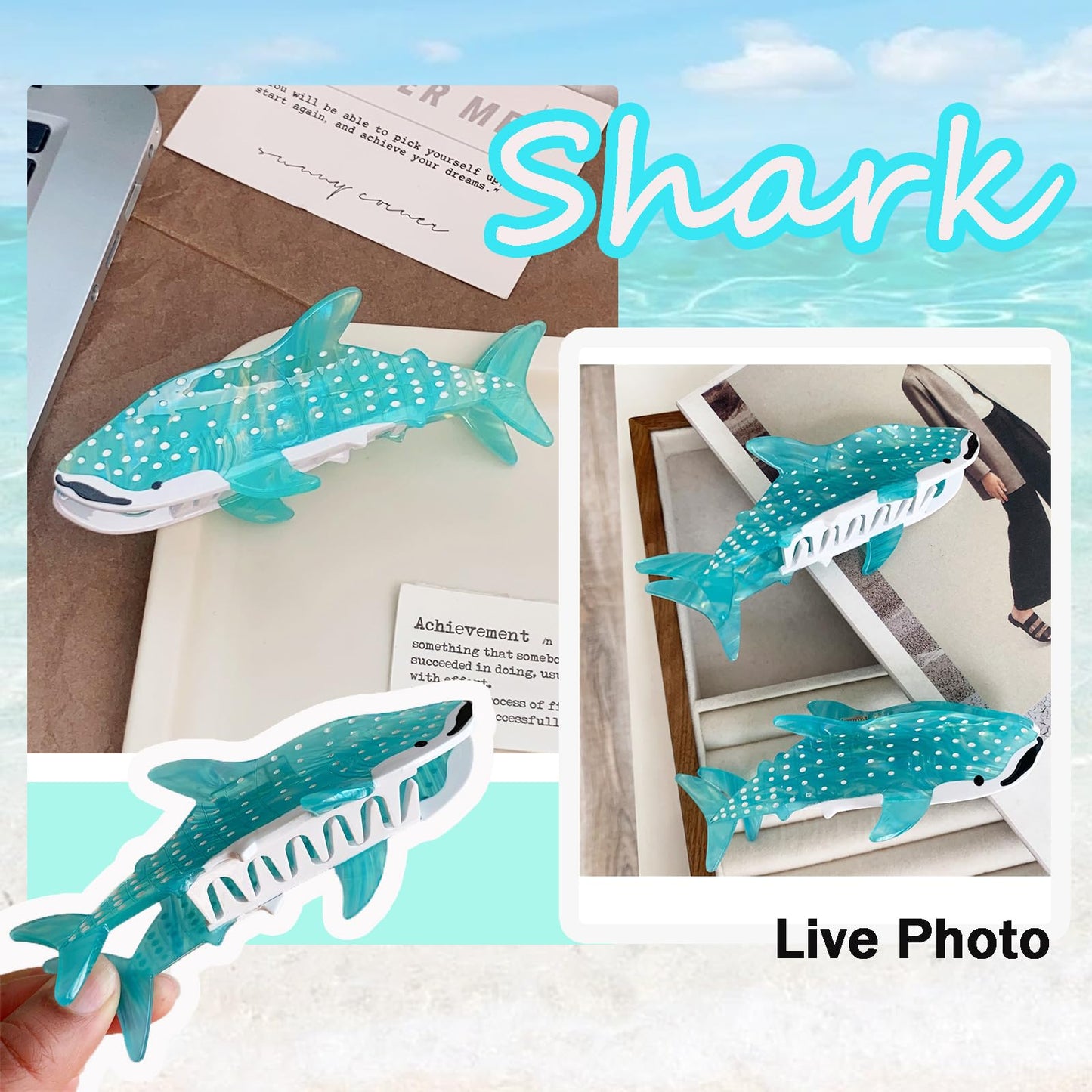 Whale Shark Hair Clip Fun Animal Claw Clips Cute Ocean Hair Clips Shark Gifts for Women Acetate Claw Clips Hair Accessories for Women Girls