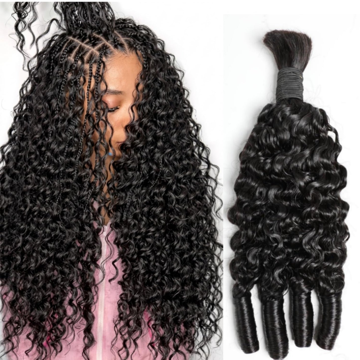 VIPbeauty 15A Burmese Curly Human Braiding Hair - 100% Virgin Tangle-Free Bundles for Bohemian Styles | 12 Inch