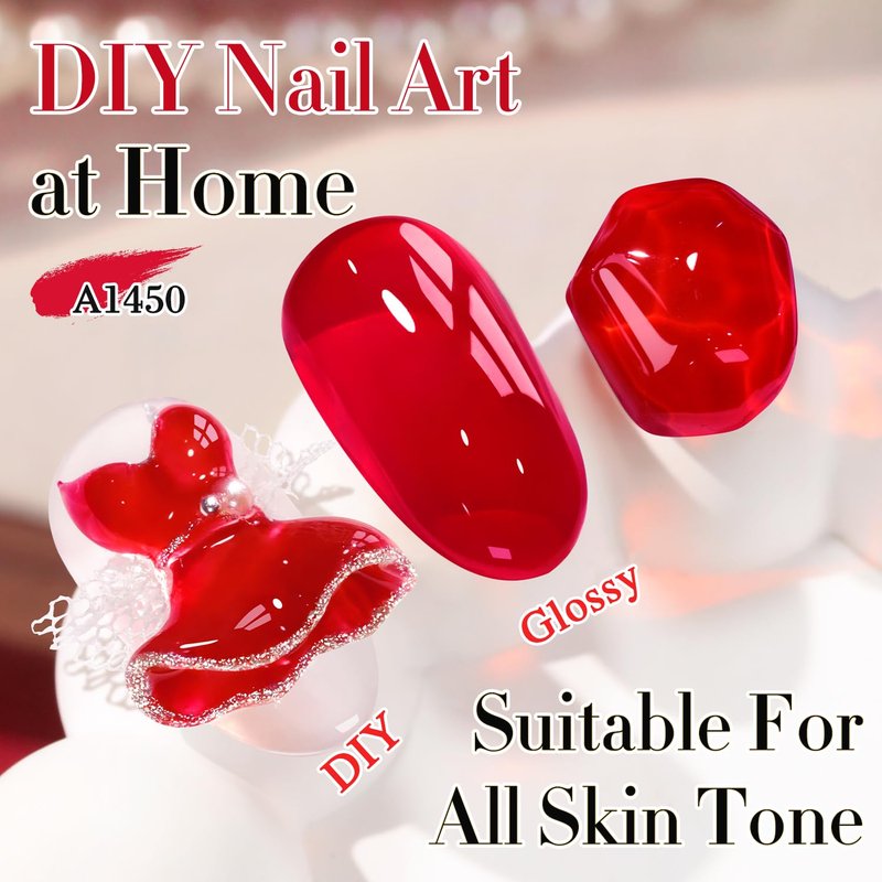 Double Rhythm 15ML Gel Polish Pure Sheer Same Color Same Bottle Gel Polish Art Manicure Salon DIY at Home for Women (Jelly Red-A1450)