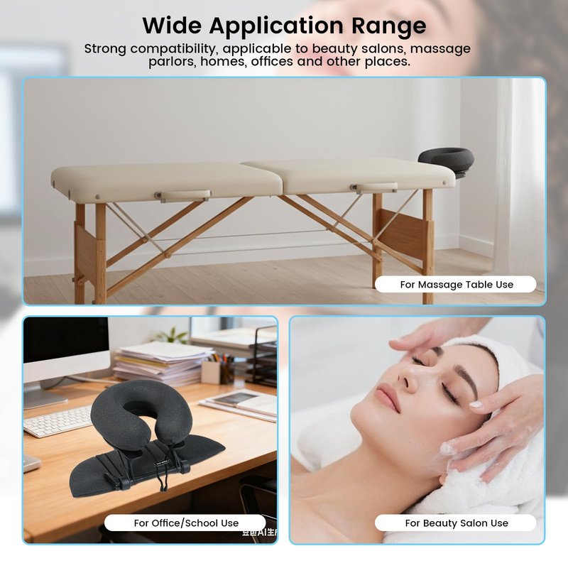 CROWNZONEE Intelligent Support Memory Foam Pillow，Adjustable Massage Pillow – Multi-Use Ergonomic Neck Pillow for Office Naps,Travel, Recliner Headrest – Portable (Black Pillow+Black Plastic Stand)