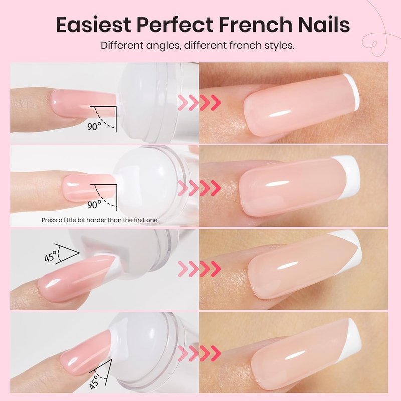 Beetles Nail Stamp Kit - 3 Pcs Silicone French Tip Nail Art Tools | Replacement Stamper Heads & Scrapers for DIY Manicure