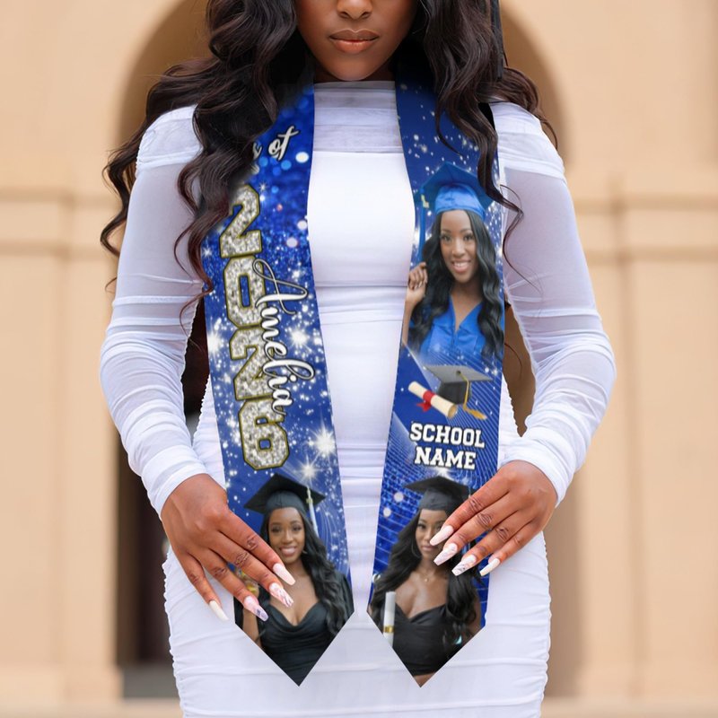Coifrok Personalized Graduation Stole Class of 2026 Custom Graduation Sash Graduation Stoles Customize Photo 72''