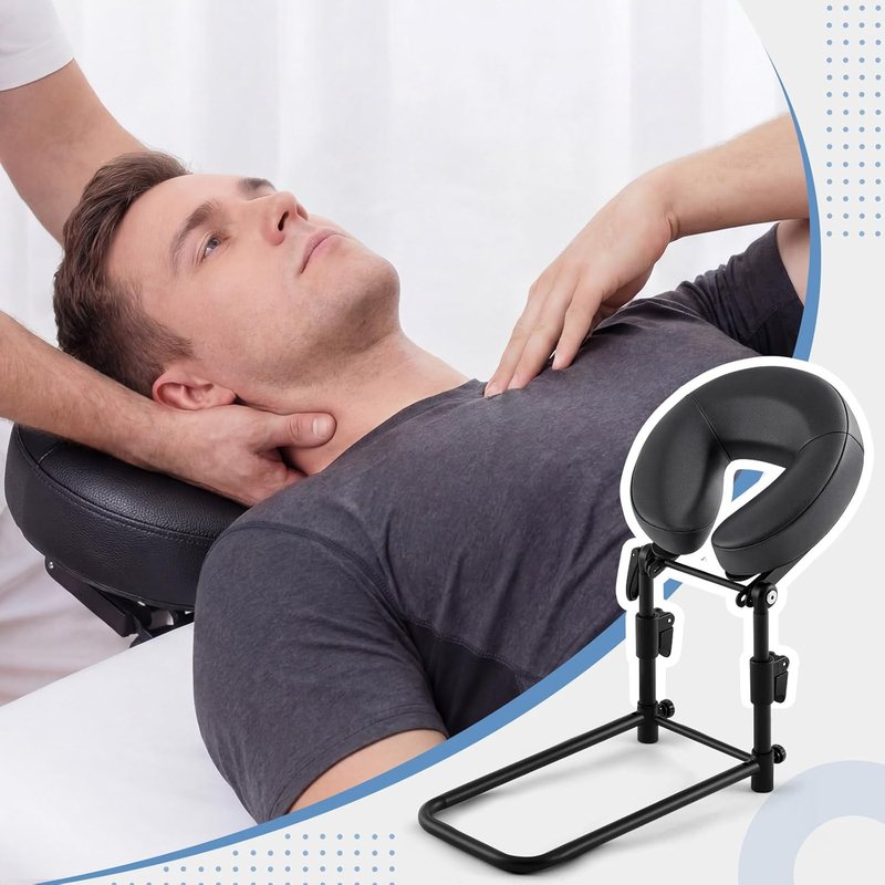 Qunclay Adjustable Massage Headrest - Portable Face Cradle with Soft Pillow Cushion | Ideal for Home & Professional Use (Black)