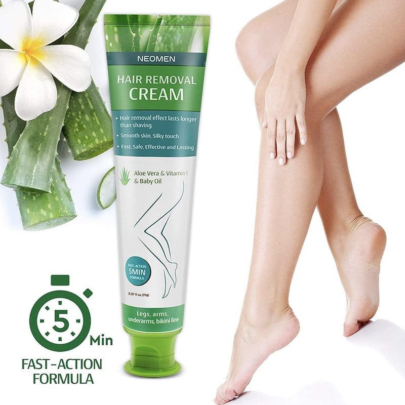 Hair Removal Cream - Painless Depilatory for Sensitive Skin | Moisturizing with Aloe Vera & Vitamin E, 2.37 Fl Oz