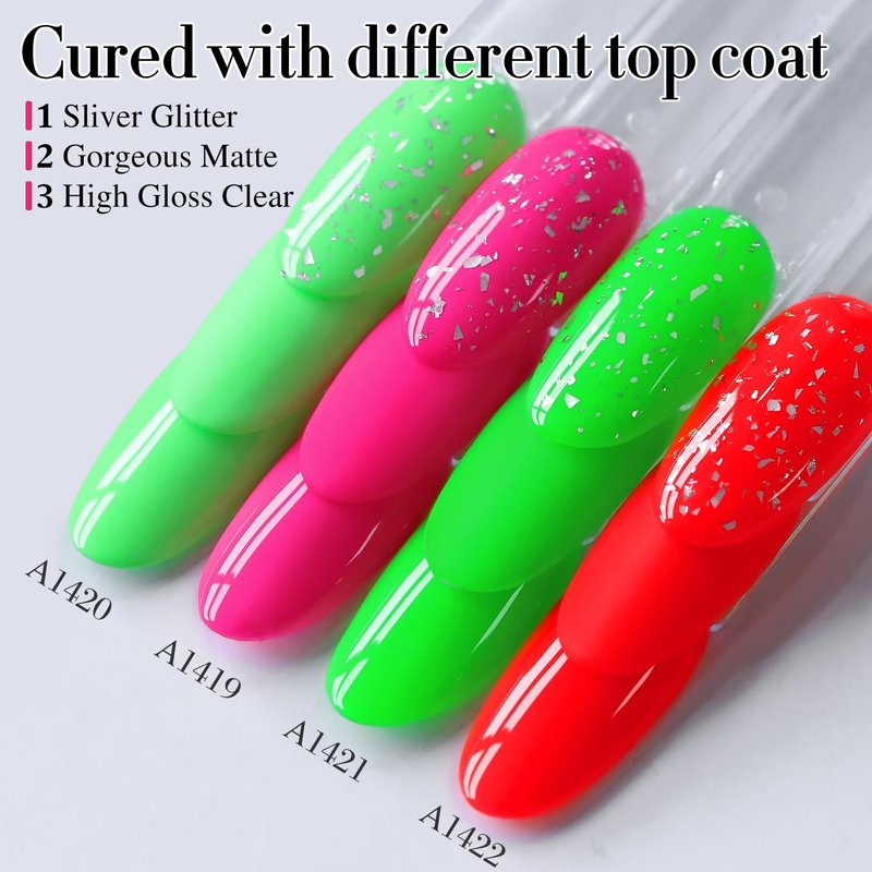 Gel Nail Polish - Double Rhythm 15ML Soak Off Pure Sheer Neon Hot Pink for DIY Manicure