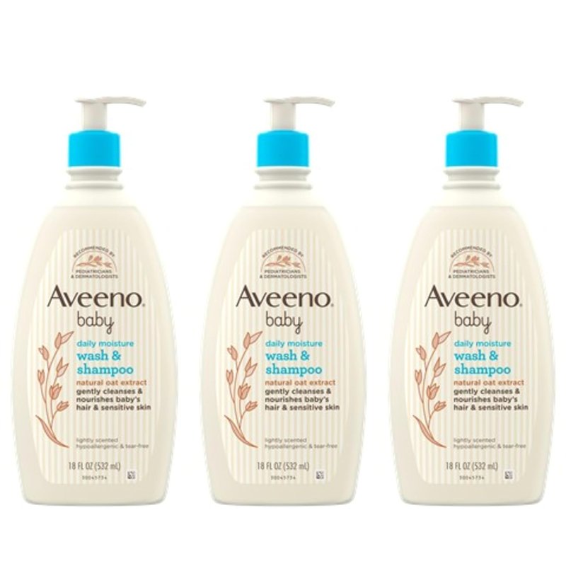 Aveeno Baby Gentle Body Wash & Shampoo - Tear-Free, Paraben-Free Formula for Sensitive Skin | 18 fl. oz, 3 Pack
