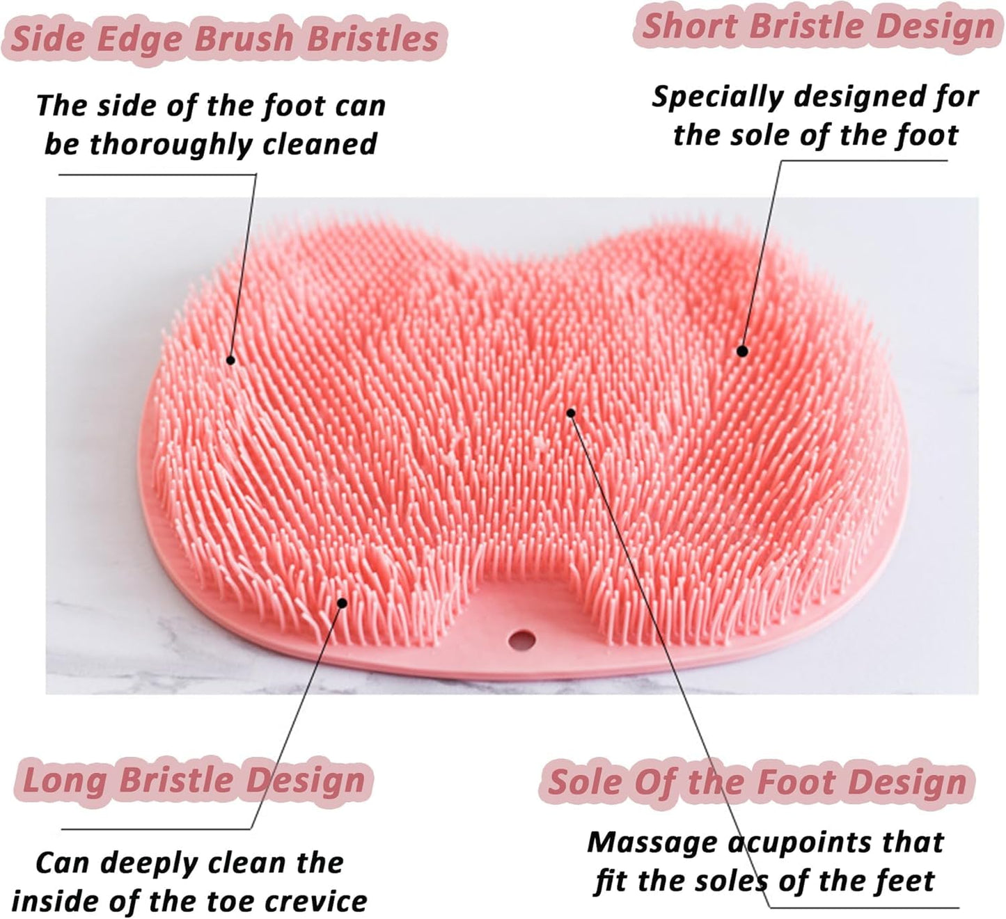 ZSKXYRUS Shower Foot Scrubber Mat, Silicone Foot & Back Scrubber for Shower with Non-Slip Suction Cups and Storage Hooks,Foot Massager Cleaner for Men and Women Use (Blue) (Pink)