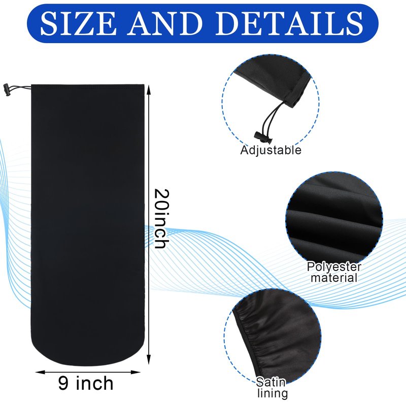 Tatuo 2 Pieces Satin Lined Unisex Jumbo Dreadlock Cap Long Dreads Hair Head Wrap Sleeping Cap Hair Accessories Sleep Bonnet (Black,20 x 9 Inch)