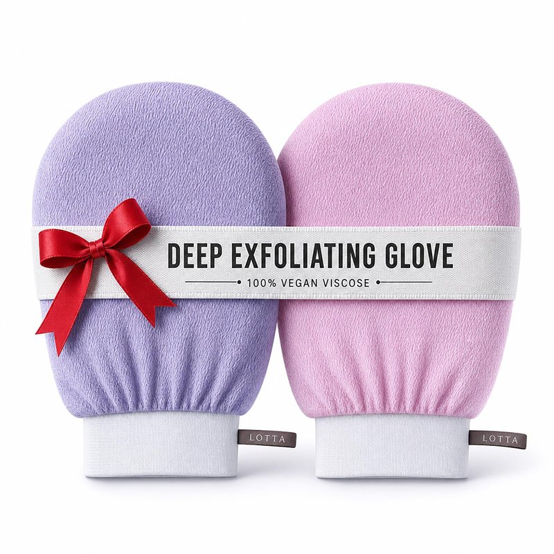 LOTTA Exfoliating Gloves 2Pcs Deep Exfoliation Mitt of 150D Shower Body Scrub Exfoliant Scrubber Glove Skin for Cleanse Dead or Dry Skin 100% Viscose Fiber Suitable for Men and Women