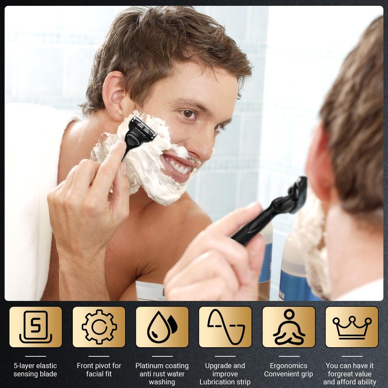 12-Blade Replacement Cartridge Set - Five-blade technology delivers a smooth shave - 2026 New Model in Teal, achieving a smooth shave while reducing irritation