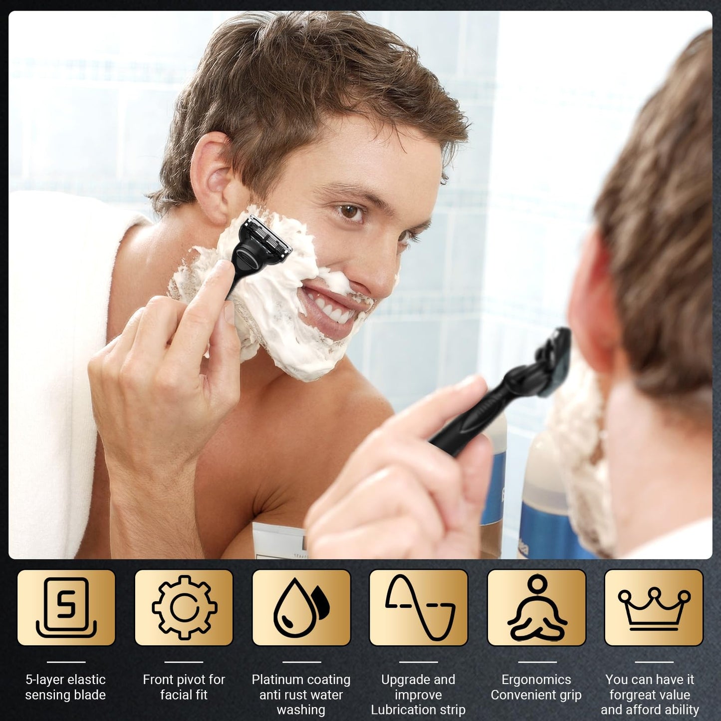 12-Blade Replacement Cartridge Set - Five-blade technology delivers a smooth shave - 2026 New Model in Teal, achieving a smooth shave while reducing irritation