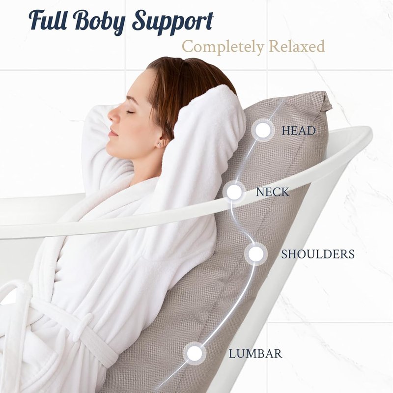 Luxury Bath Pillow for Bathtub, Soft & Comfortable Head Neck & Back Support, Adjustable Thickness, Quick Drying Bathtub Pillow for Pain Relief, Ideal Gift for Christmas Birthday Mother’s Day