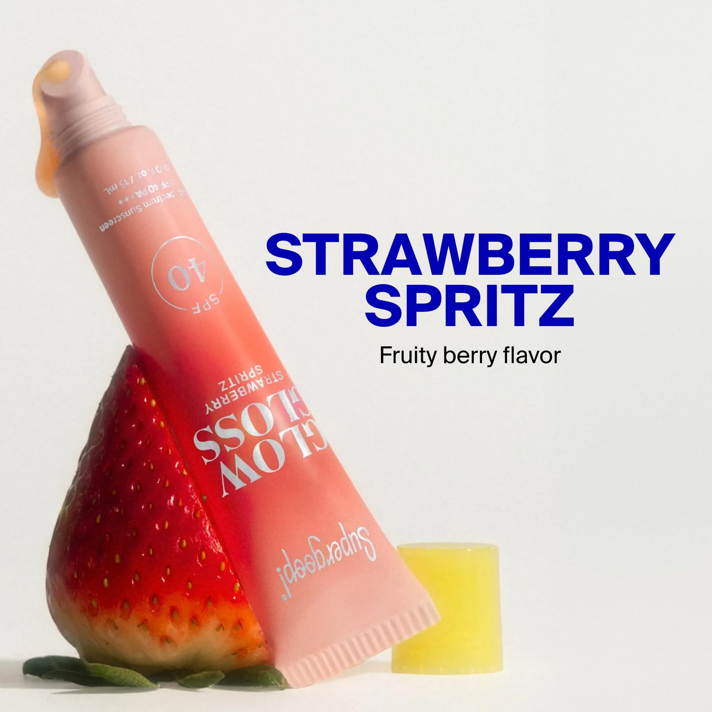 Supergoop! Glow Gloss SPF 40 Lip Balm, Strawberry Spritz (Fruity Berry Flavor, Sheer Coral Tint) - Broad Spectrum Protection with a Non-Sticky, High-Shine Finish - 0.5 fl oz