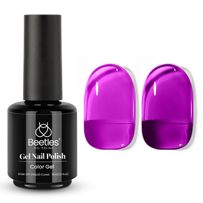 Beetles Purple Gel Nail Polish, 15ML Clear Purple Jelly Gel Polish Sheer Translucent Effect Neutral Nail Polish Soak Off UV Violet Night Dream Series French Nail Art Manicure Salon Gift for Women
