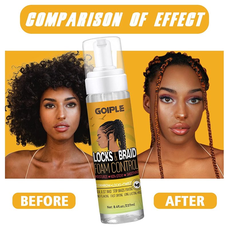 Braid Foam Control Braid Mousse for Braids Twist, Locs, No Flake Extra Hold High Shine Style and Moisturizes, Hair Braiding Mousse for Braids Lightweight Easy to Apply 8fl oz