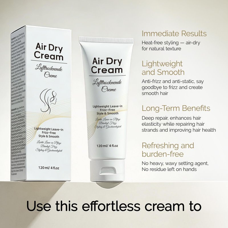 BELEZALIB Air Dry Cream, No-Heat Styling Cream to Smooth Frizz, Enhances Natural Texture Appearance for Straight, Wavy, and Curly Hair Types, 4 oz