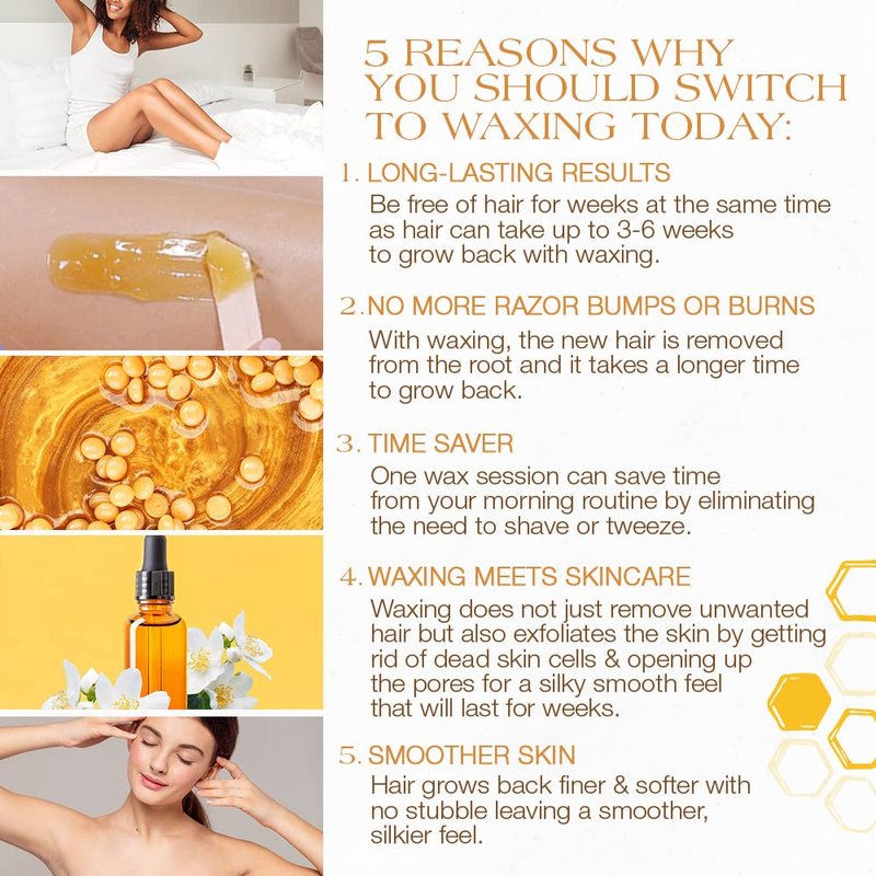 GiGi Golden Honee Hard Wax Beads – Stripless Hair Removal Wax for Face, Bikini, Legs & Body, All Purpose Waxing Beads for At-Home Waxing, 14 oz