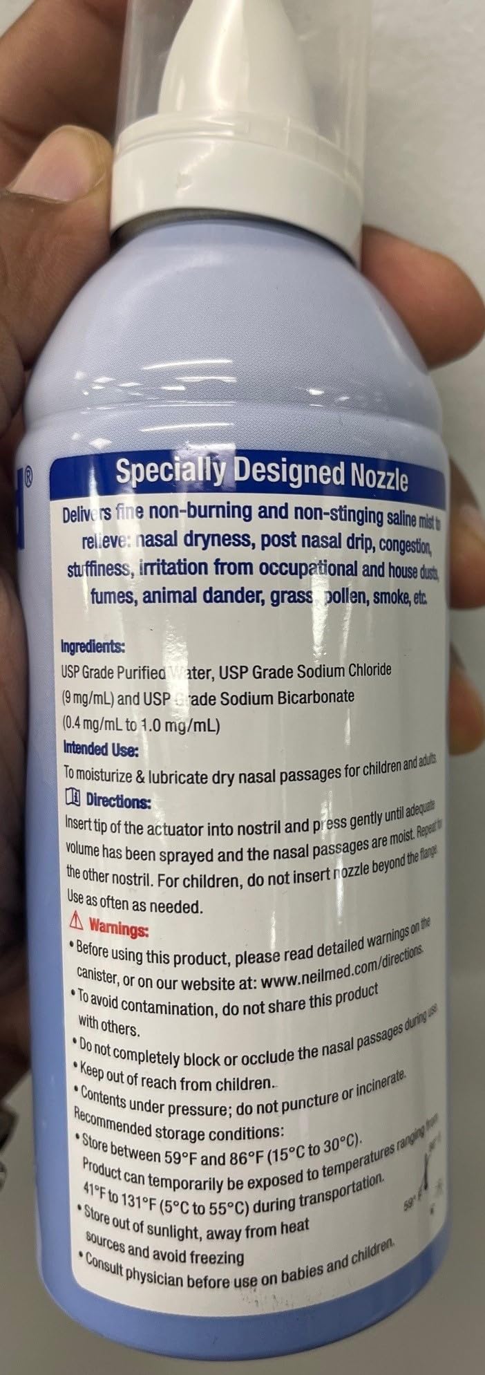 NeilMed NasaMist Isotonic Saline Spray. Soothe, Moisturize and Cleanse Using Specially Designed tip. 177mL. Contains 3 NasaMist canisters