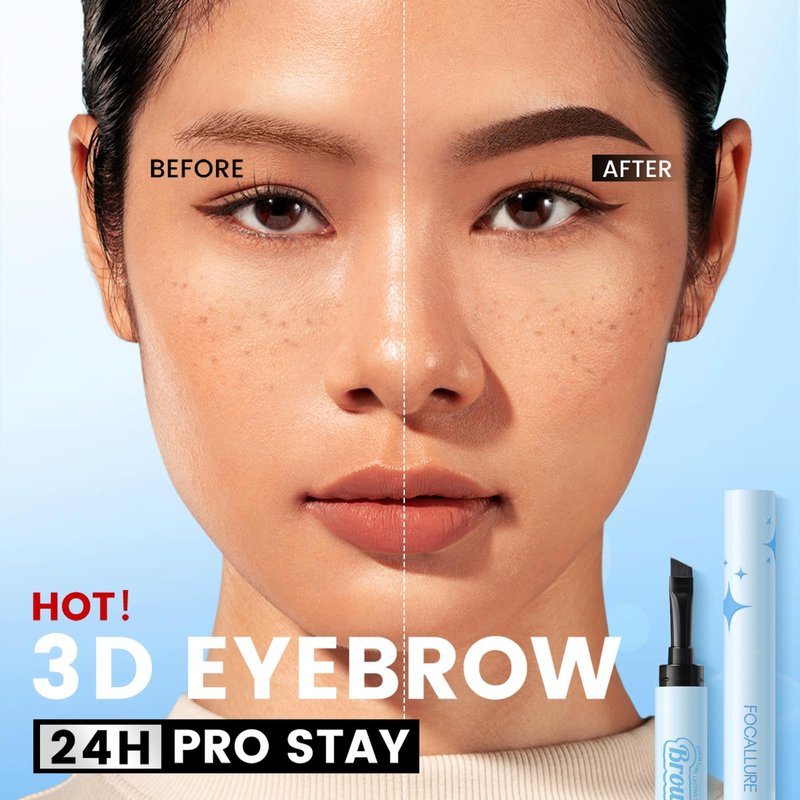 FOCALLURE Pro-stay No Smudge Eyebrow Pomade, 2-in-1 3D Brow Pomade with Brush, Waterproof & Sweat-proof Eyebrow Color Cream, Fills and Shapes Brows, Dark Brown