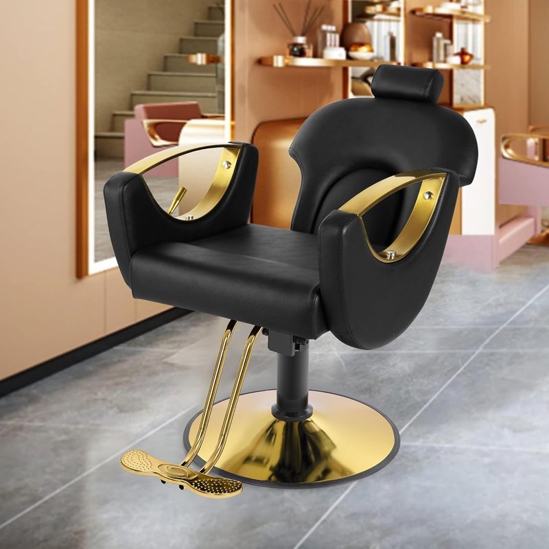 Barber Salon Chair for Hair Stylist,Height Adjustable Hair Chair with Professional Hydraulic PUM,Multi-Function Shampoo Tattoo Beauty Salon Hairdresser Armchair for Barbershop(Black)