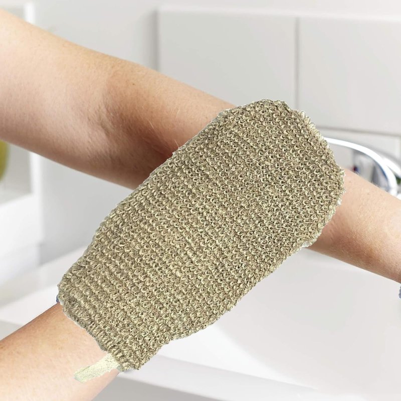 2-Pack Loofah Exfoliating Glove - Natural Hemp Shower Mitts for Body Scrub and Cleansing, Soft Loofah Gloves for Women & Men, Removes Dead Skin & Boosts Circulation