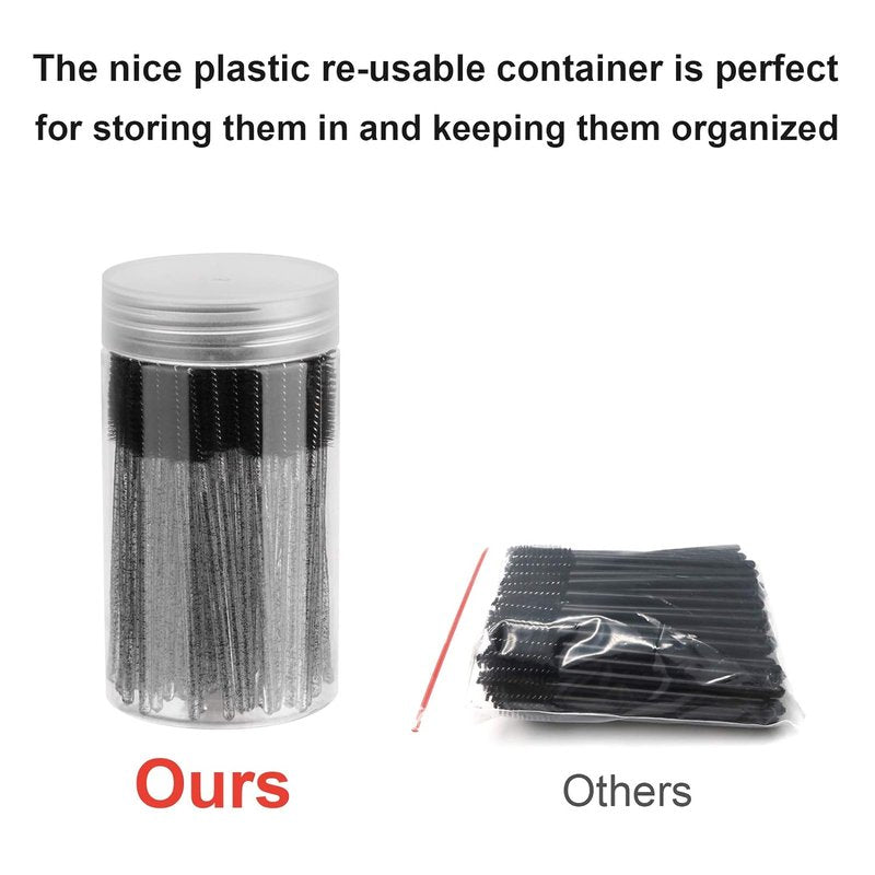 CHEFBEE Disposable Eyelash Brush Kit - 100PCS Mascara Wands for Eyelash Extensions & Eyebrow Care | Black