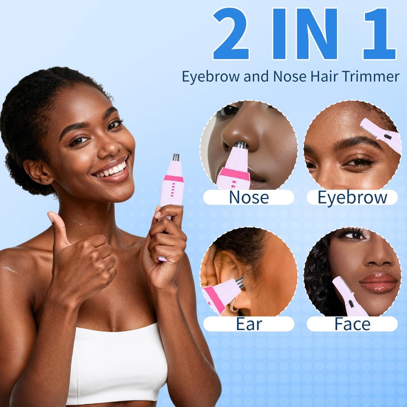 Beanify 2 in 1 Nose and Ear Hair Trimmer with LED Display, Rechargeable Electric Nasal Hair Clipper for Men & Women, Eyebrow & Facial Hair Removal with Dual-Edge Blades, Easy to Clean