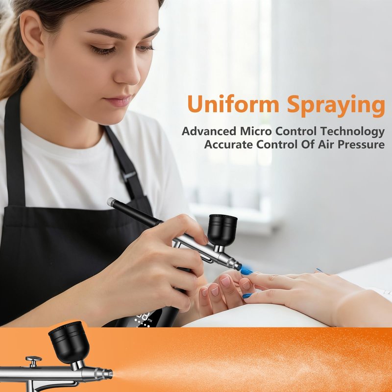 Airbrush Kit with Compressor - Nail Styler, 48PSI Screen Display Airbrush, Rechargeable Cordless Airbrush Machine for Manicure, Make-up, Painting, Cake Decoration
