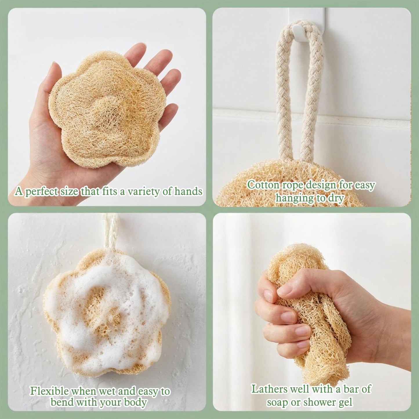 Shimmeroo 2PCS Travel Loofah Mini Natural Bath Body Scrubber, Sunflower Exfoliating Loofah Washcloth Sponge for Women Men Deep Cleansing Face Back Shower, Travel-Friendly Bath