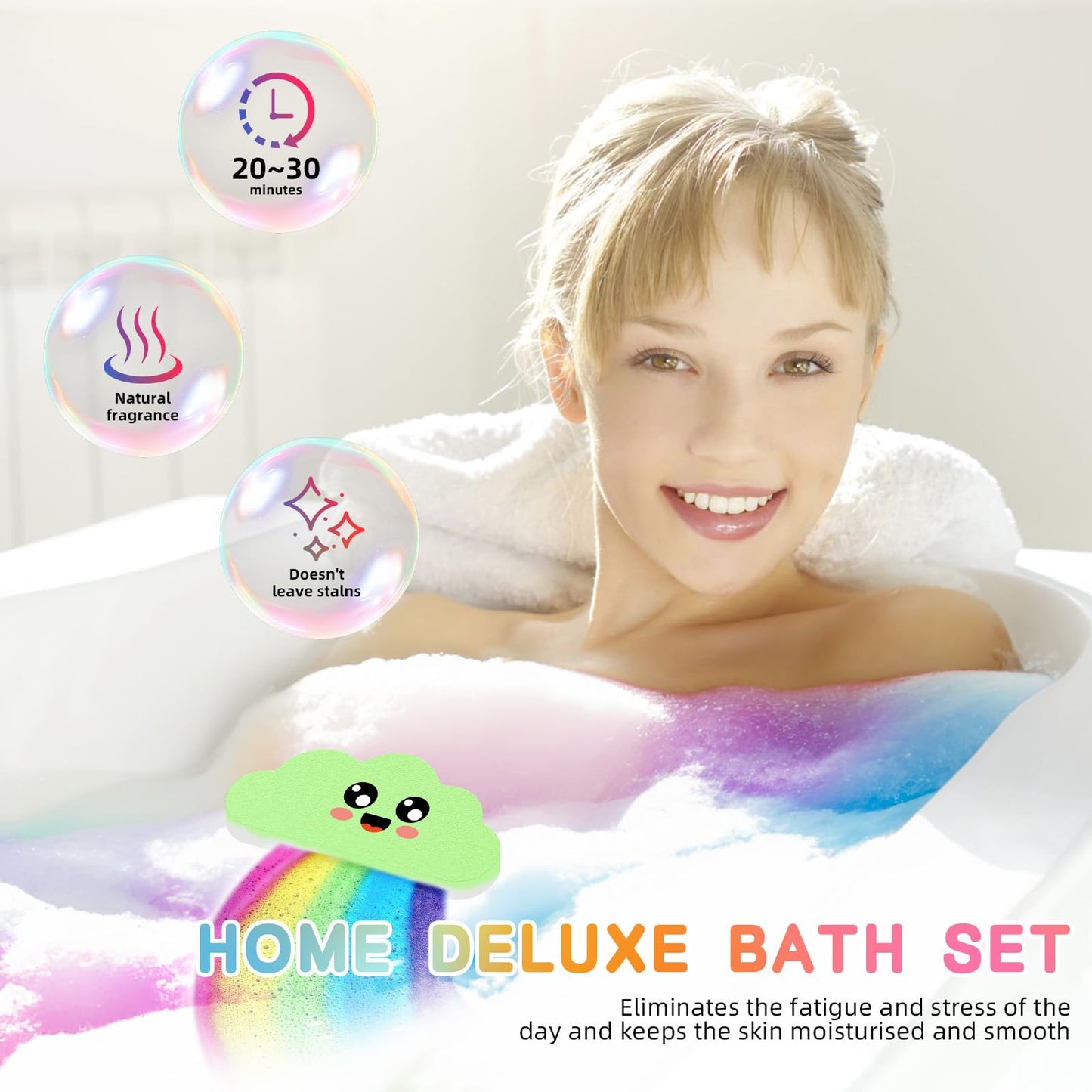 Rainbow Bath Bombs for Kids, Boys & Girls Gifts, Colorful Dissolving Toys with Surprise Colors, Safe & Non-Toxic DIY Bath Time STEM Learning Activity, Bath Toys Ages 3-12