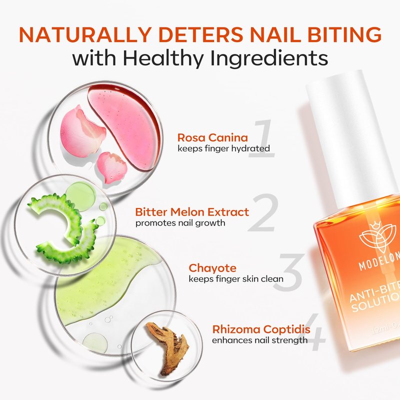 Modelones Nail Biting Prevention | Quick-Dry Bitter Nail Polish for Kids - 12ml (0.41 Fl Oz)