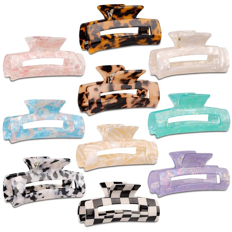 Magicsky Hair Claw Clips - 10 Pcs Opal Marble Tortoise Acrylic Clips for Thick & Thin Hair | Cute 90's Butterfly Barrettes