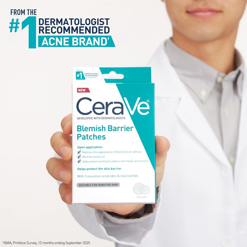 CeraVe Hydrocolloid Blemish Patches - Oil Absorbing Spot Treatment with Ceramides & Niacinamide | 22 Count, Ultra-Thin, Sensitive Skin Friendly