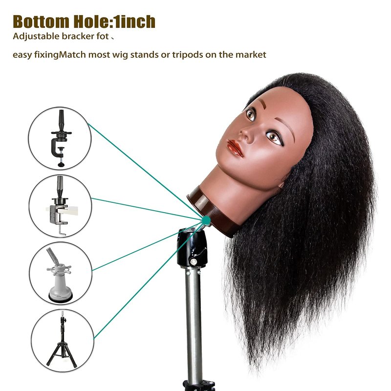 MILLYSHINE Mannequin Head With Human Hair,16",Braiding Styling Doll Head,Beauty School Manikin Head,Curling Dyeing Hairdresser Practice Training Head