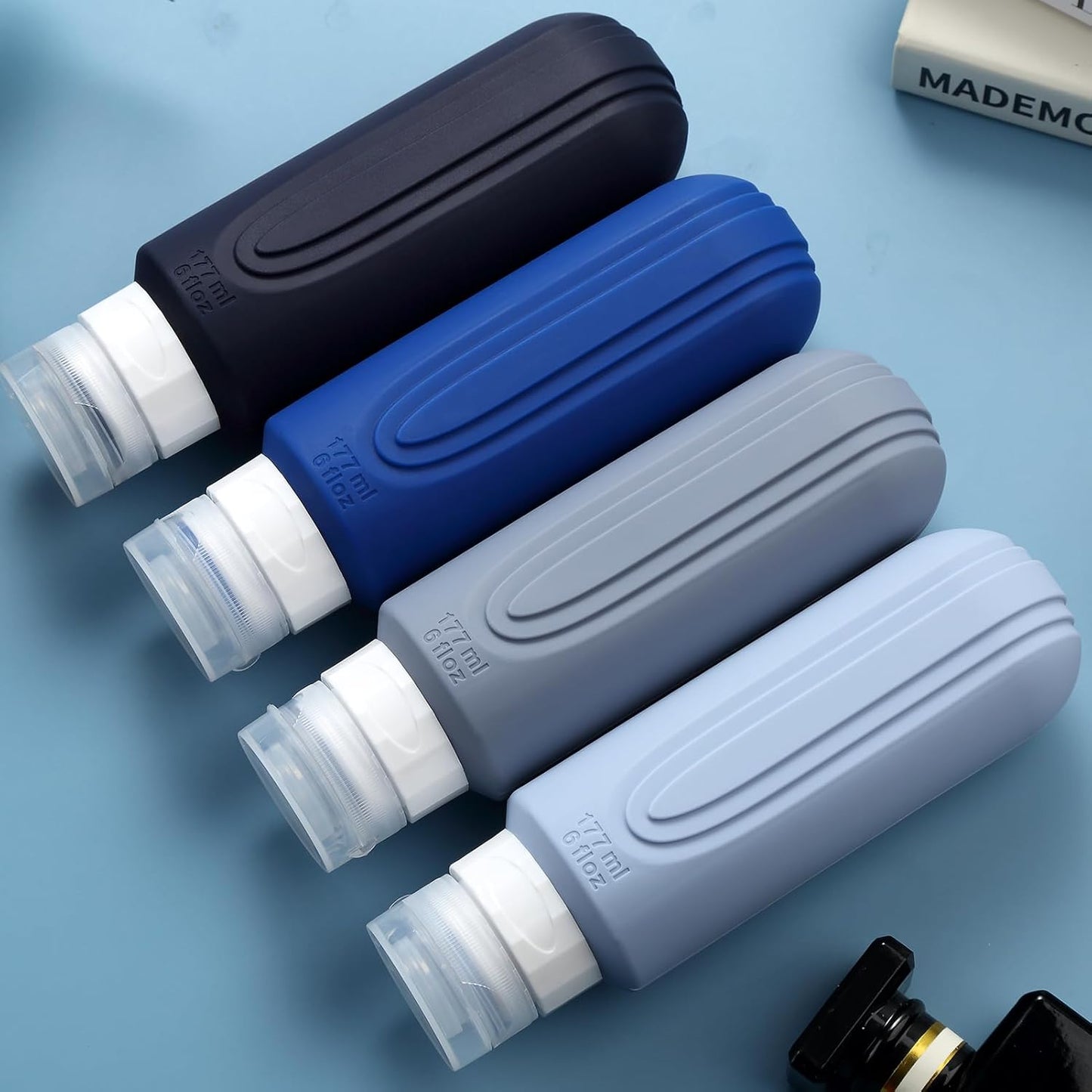 Travel Bottles for Toiletries - 6oz BPA-Free Leak-Proof Containers | Refillable Liquid Travel Accessories Set (4 Pack)